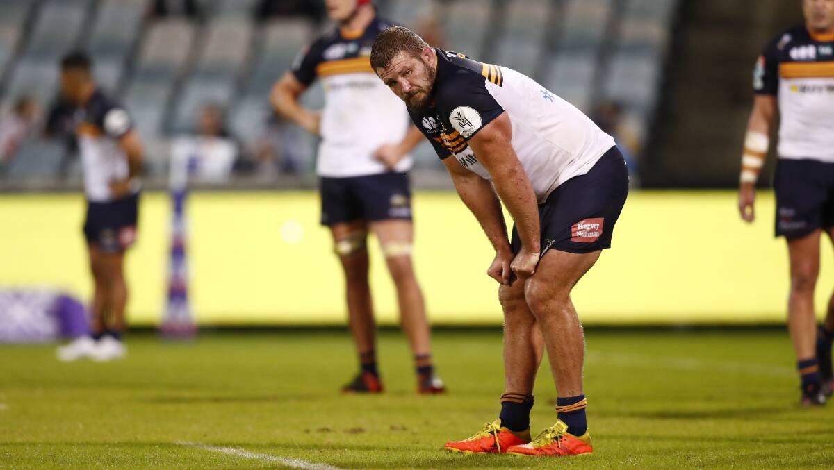 James Slipper and the Brumbies fell to the Crusaders in Canberra. Picture: Keegan Carroll
