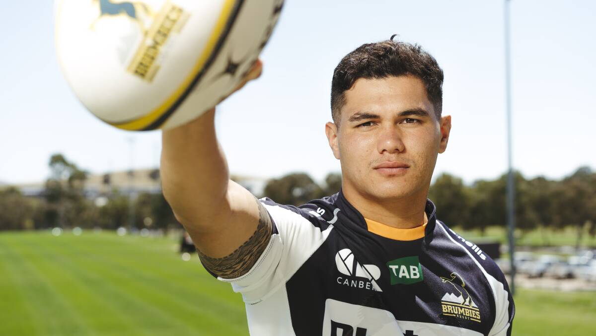 Noah Lolesio is chasing back-to-back titles with the Brumbies. Picture: Dion Georgopoulos