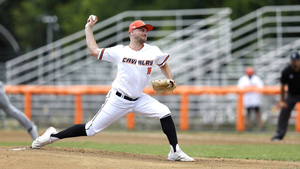 Nick Belzer pitching for the Cavalry. Picture by Keegan Carroll