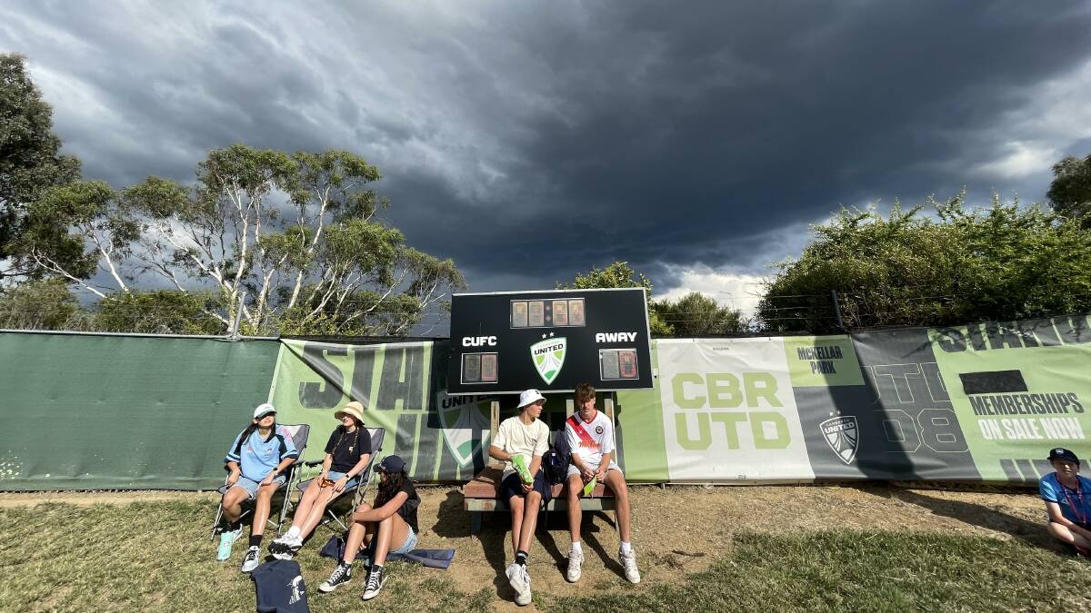 Play was suspended during Canberra United's clash at McKellar Park. Picture by Sitthixay Ditthavong