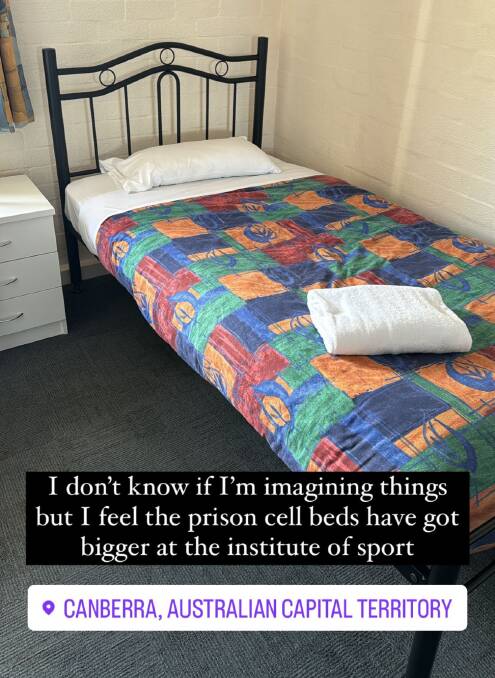Harry Garside had plenty to say about the AIS accommodation. Picture Instagram