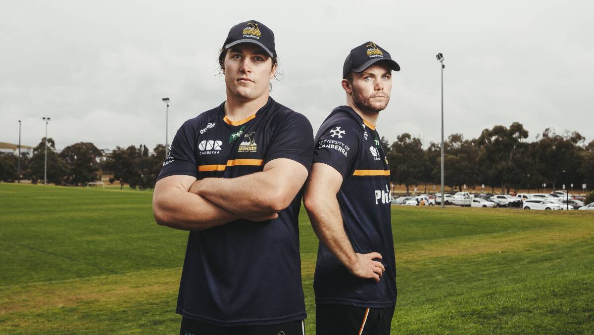 Lachie and Ryan Lonergan will start alongside each other in Brumbies colours for the first time. Picture: Dion Georgopoulos