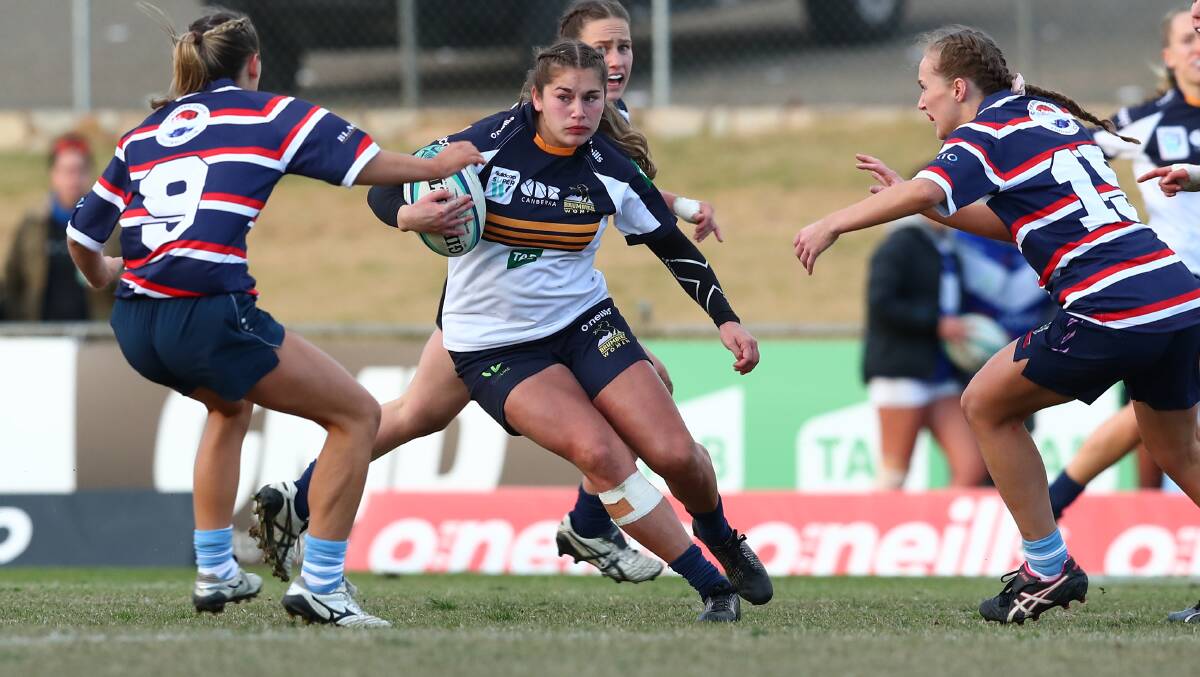 Brumbies outside centre Lillyann Mason-Spice impressed in her club debut. Picture: Keegan Carroll