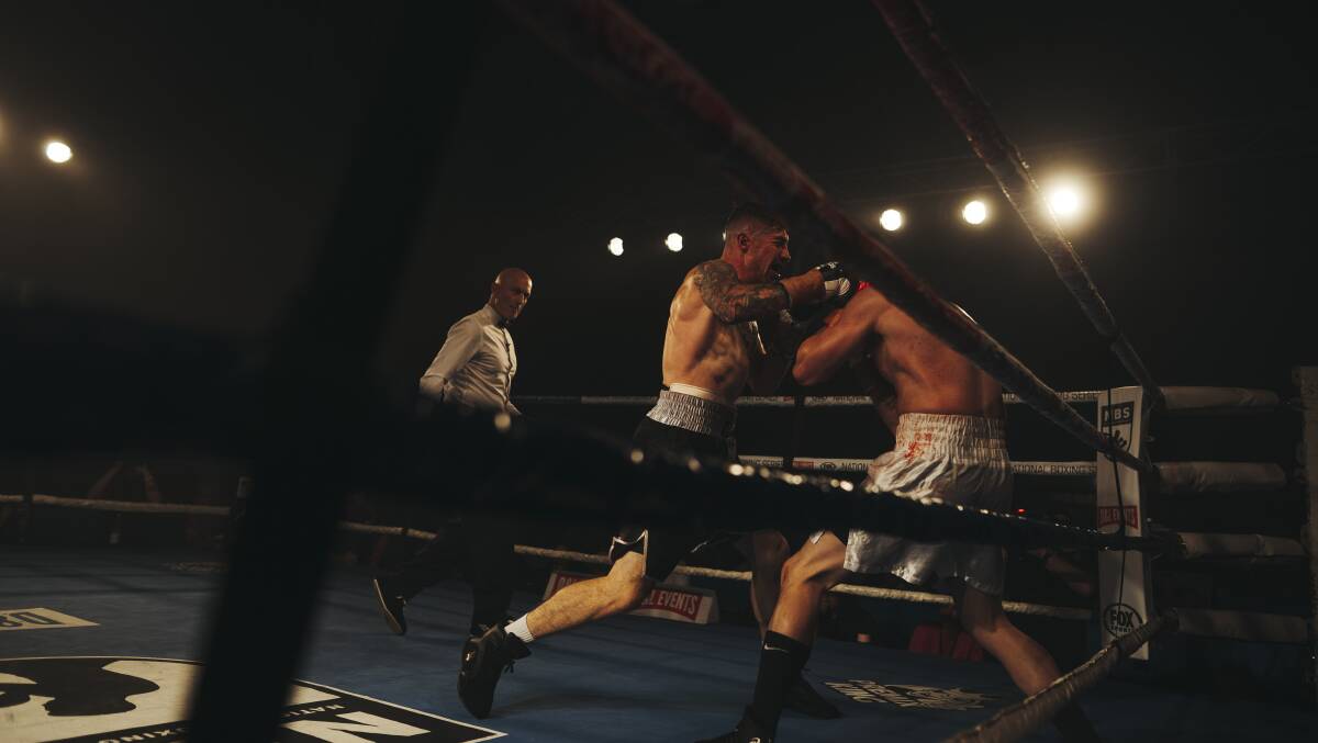 Abe Archibald and Michael Hall fought out a technical draw on the undercard. Picture: Dion Georgopoulos