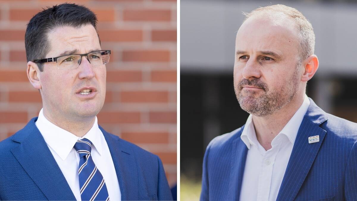 ACT Senator Zed Seselja (left) and ACT Chief Minister Andrew Barr (right) have clashed over university jobs. 