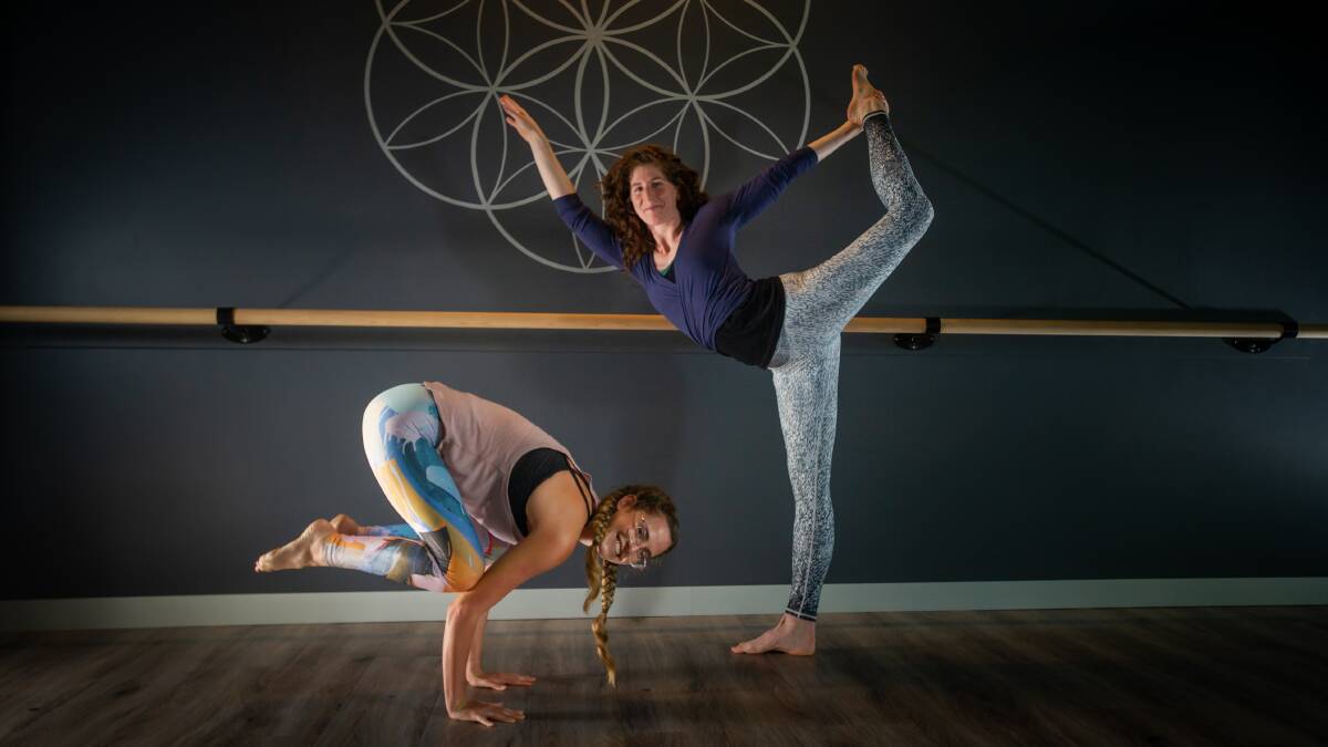 SOULution's instructors Isabel Perry and Sarah Mason are creating online yoga and barre classes for Canberra's housebound. Picture: Karleen Minney.