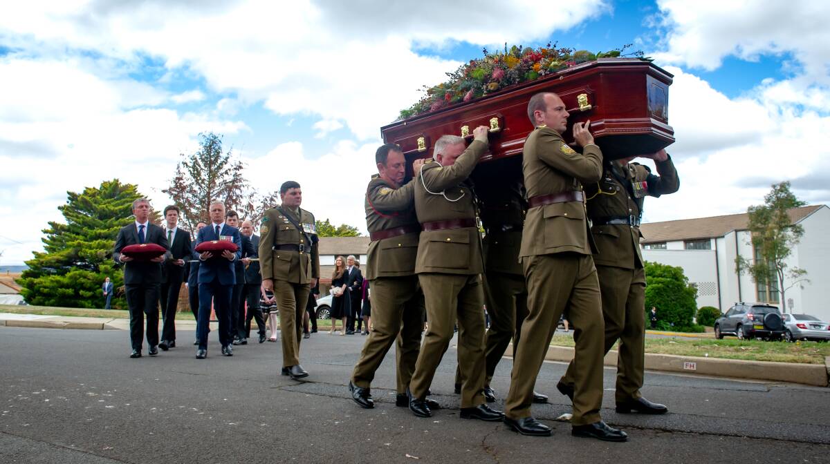 The funeral procession for former Australian governor-general Michael Jeffery. Picture: Elesa Kurtz