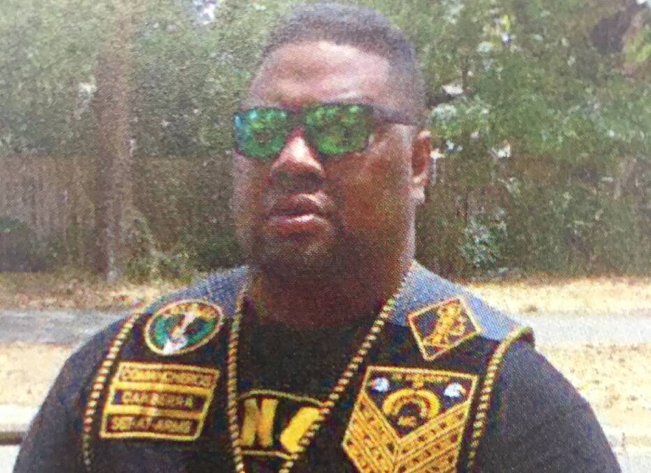 Aofangatuku Langi in his Canberra Comanchero sergeant-at-arms vest. Picture: ACT Policing