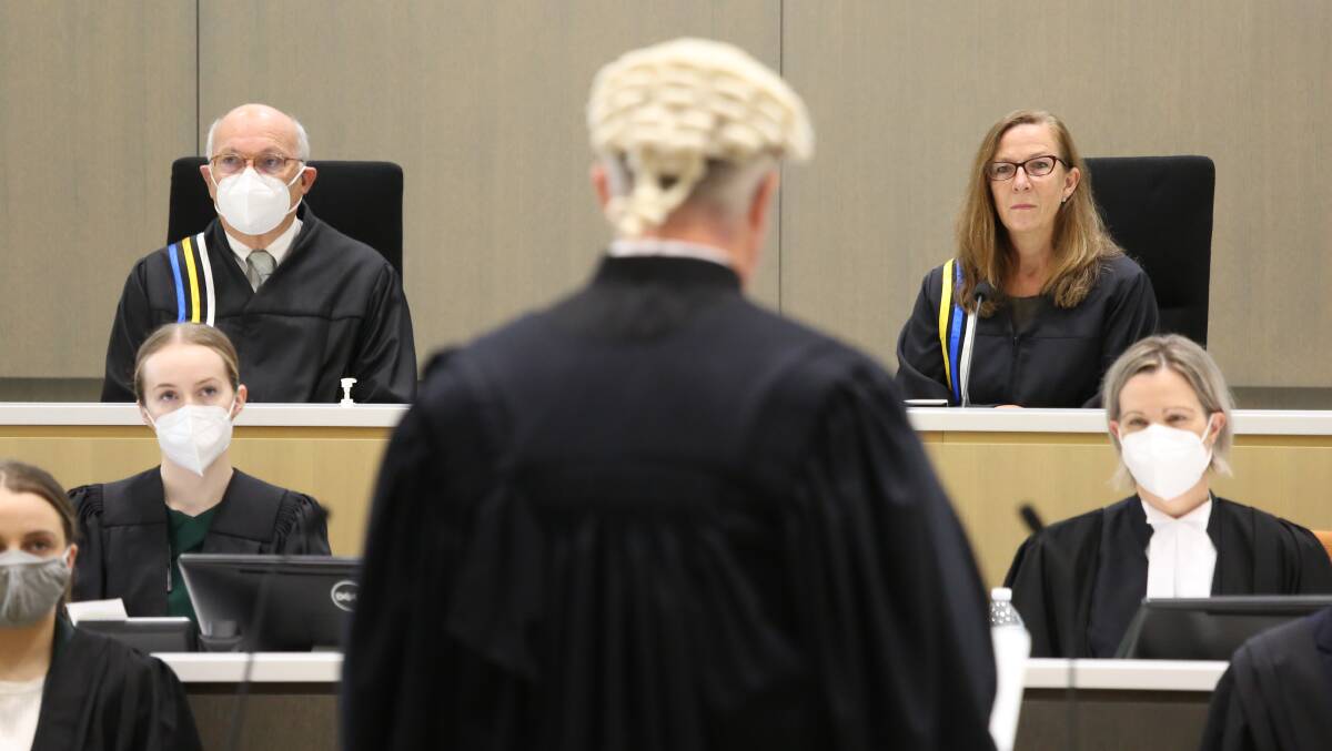 Chief Justice Lucy McCallum looks on as ACT Bar Association president Andrew Muller addresses the court. Picture: James Croucher