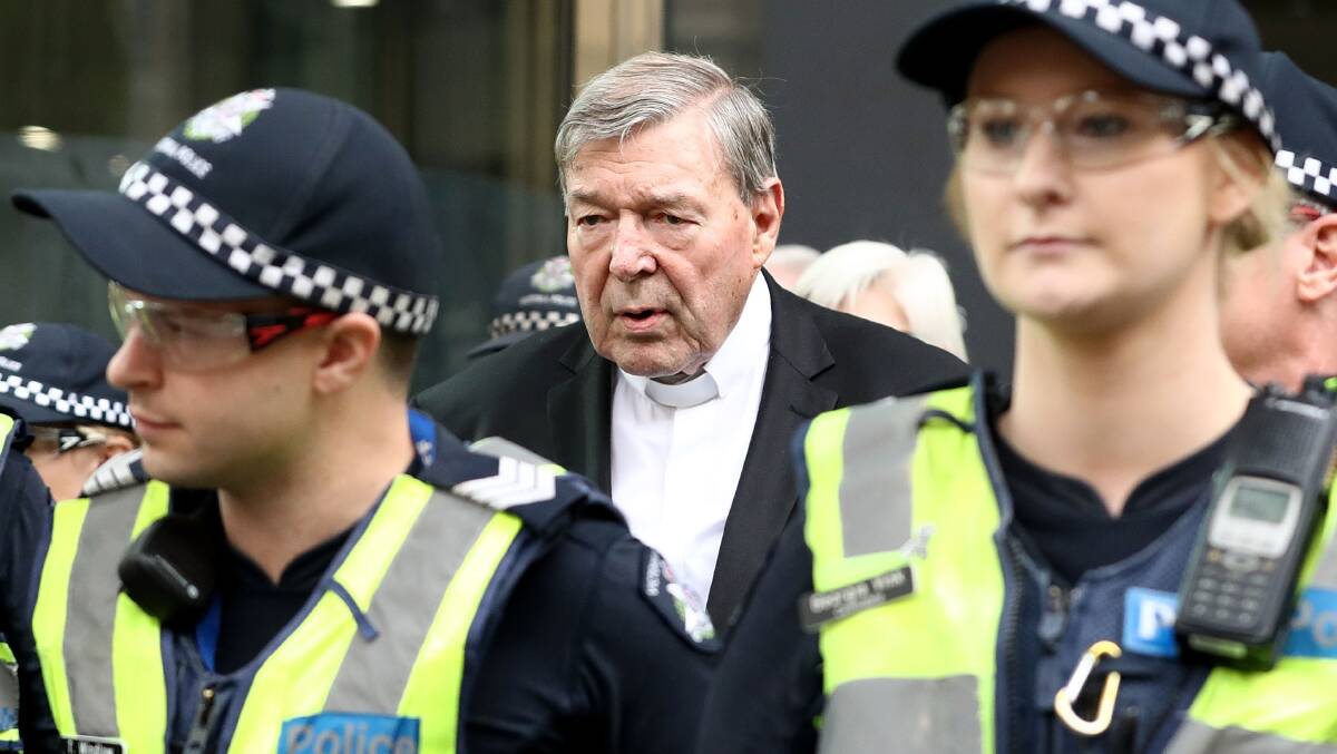 Cardinal George Pell, whose child sex convictions were quashed, outside a Melbourne court in 2018. Picture: Getty Images