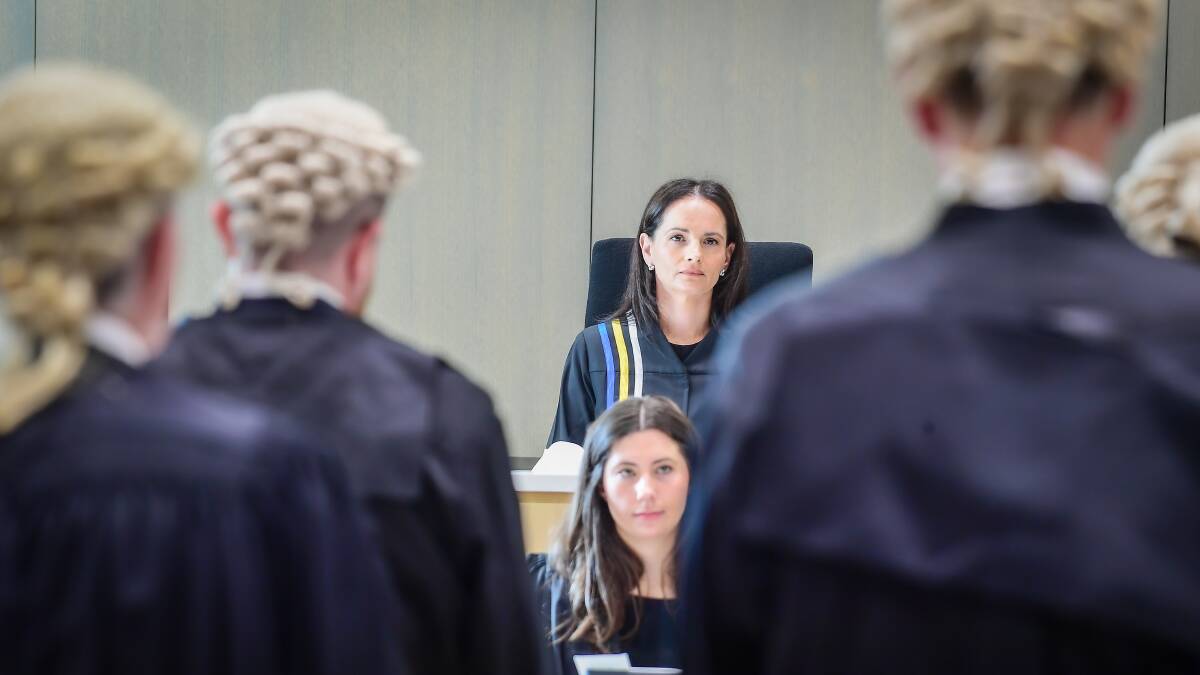 Justice Louise Taylor looks as barristers stand during ACT Bar Association president Marcus Hassall's speech. Picture by Karleen Minney