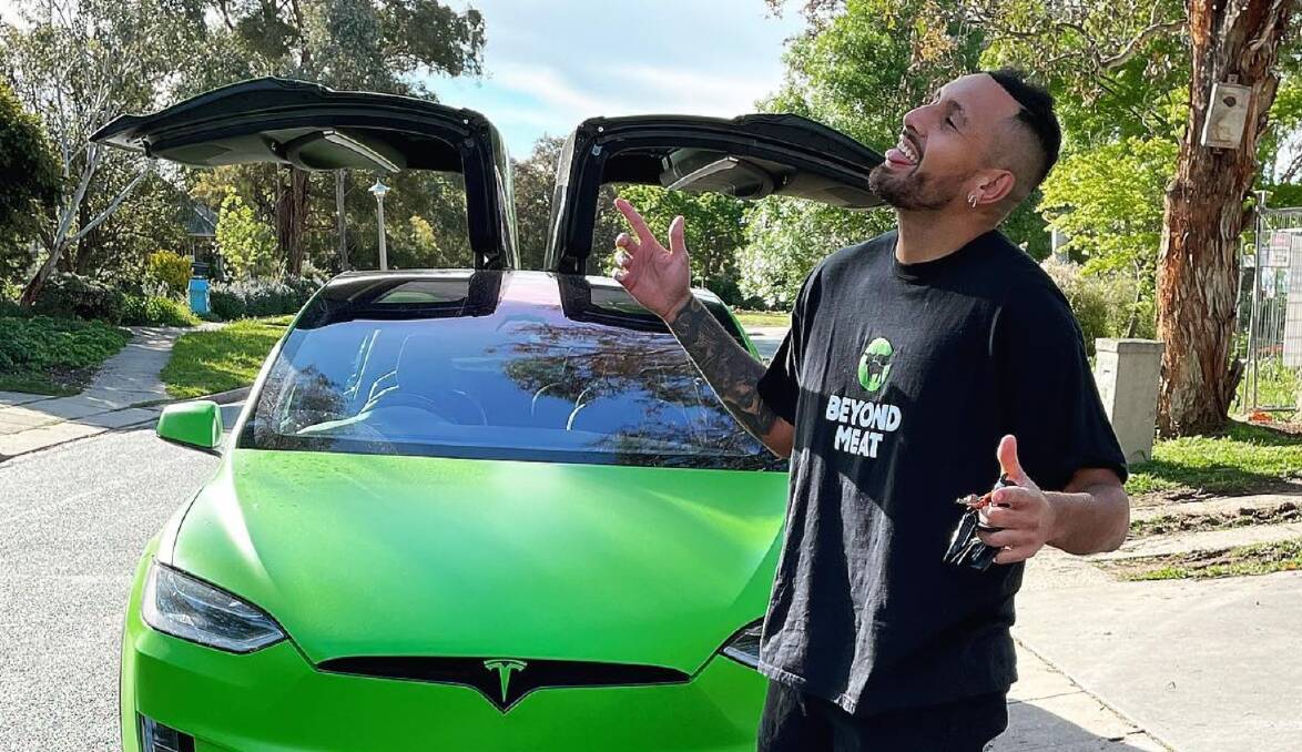 Nick Kyrgios and his luxury Tesla Model X. Picture Instagram
