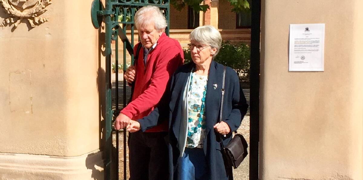 Barbara Eckersley, right, leaves court with her husband Richard on Tuesday. Picture: Blake Foden