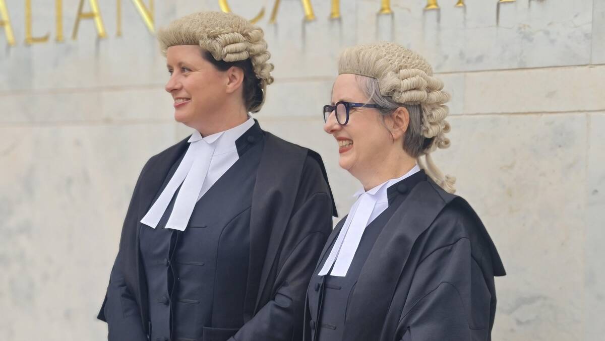 Rebecca Christensen, left, with fellow Canberra barrister Margaret Jones after the pair were appointed senior counsel last year. Picture supplied