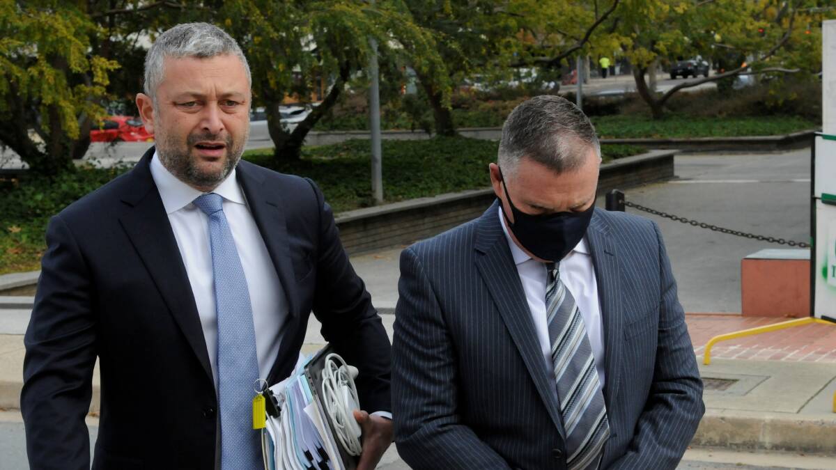 Michael Papandrea, right, arrives at court with solicitor Kamy Saeedi on Monday. Picture: Blake Foden