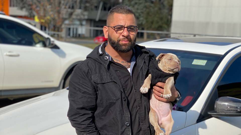 Former Canberra bikie boss Mohammed Nchouki with a dog. Picture: Facebook