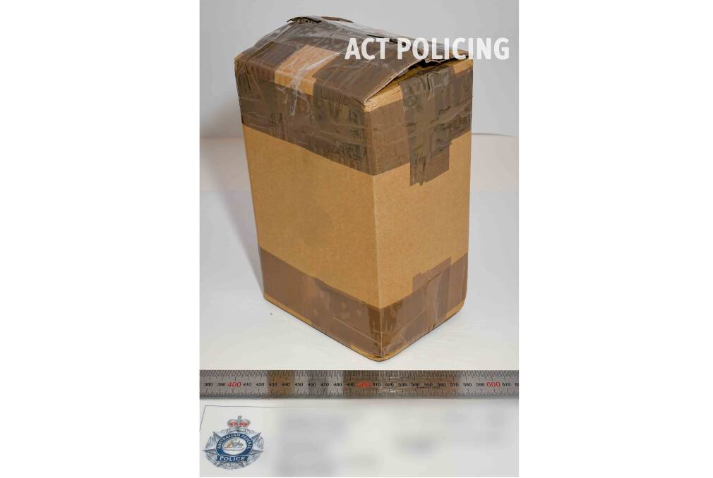 The parcel intercepted by the Australian Border Force. Picture: ACT Policing