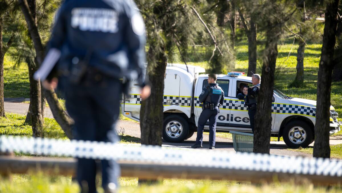 Police at the Weston Creek skatepark hours after the incident. Picture: Sitthixay Ditthavong