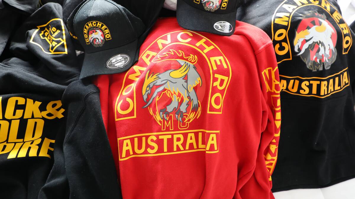 Comanchero outlaw motorcycle gang paraphernalia. Picture NSW Police