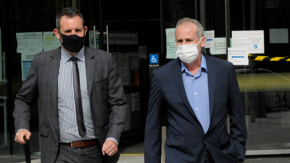 Stephen Porter, right, outside court with lawyer Adrian McKenna late last month. Picture: Blake Foden