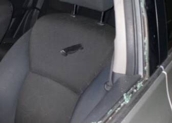 A knife stuck in a seat of a car belonging to a girl charged over the deadly September 2020 Weston skatepark brawl. Picture: Supplied