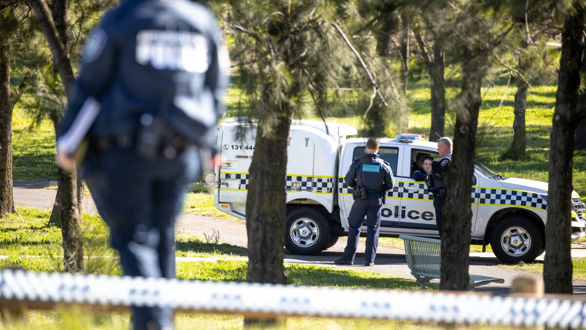 Police at the scene of the alleged murder at the Weston skatepark last year. Picture: Sitthixay Ditthavong