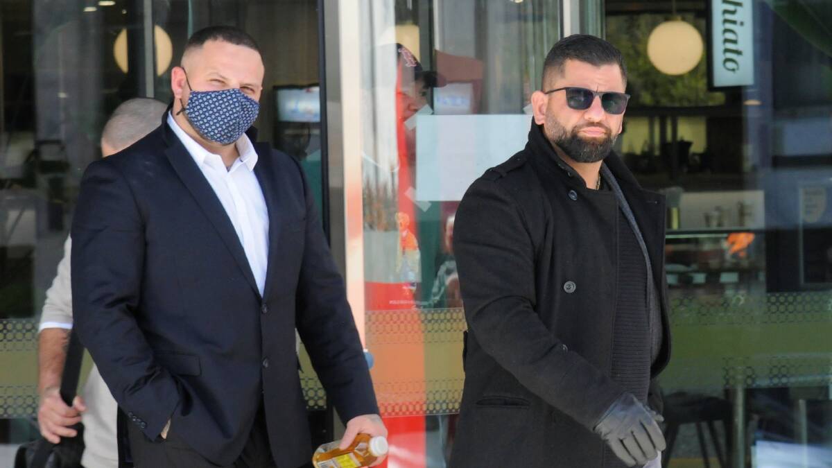 Jomal Nchouki, left, outside court with brother and former bikie boss Mohammed Nchouki earlier this month. Picture by Blake Foden