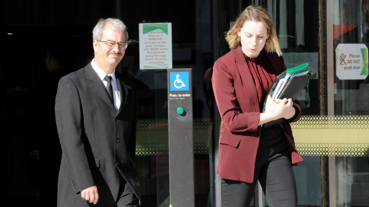 Richard Roy outside court with lawyer Sinead Allen. Picture: Blake Foden