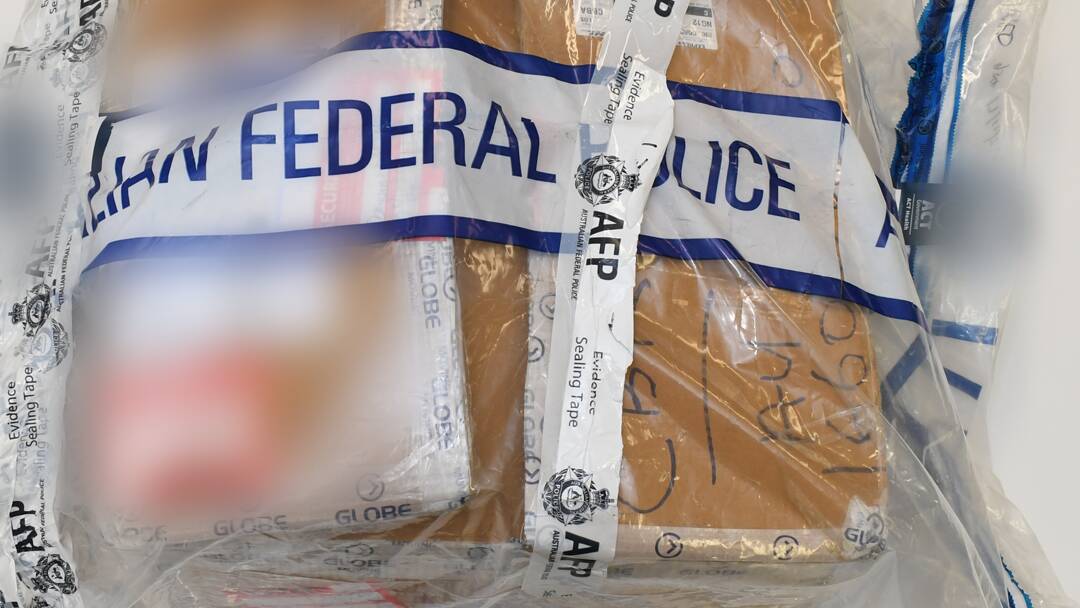 The package that contained about 1kg of cocaine. Picture: ACT Policing