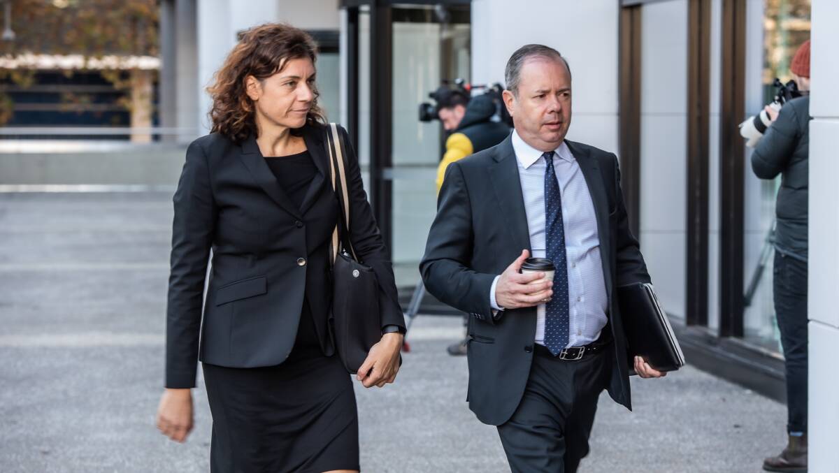 Lisa Wilkinson's legal team, barrister Sue Chrysanthou SC and solicitor Anthony Jeffries, arrive at the inquiry on Friday. Picture by Karleen Minney