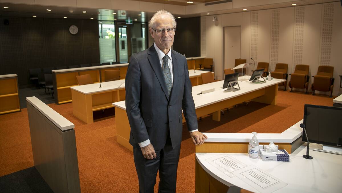Acting Justice Richard Refshauge in the courtroom he uses for the ACT Supreme Court's drug and alcohol sentencing list. Picture: Keegan Carroll