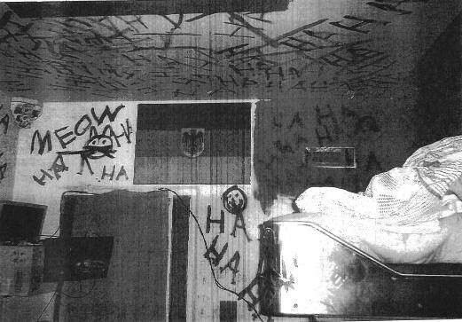 Graffiti in Maximilian Budack's cell. Picture: Supplied