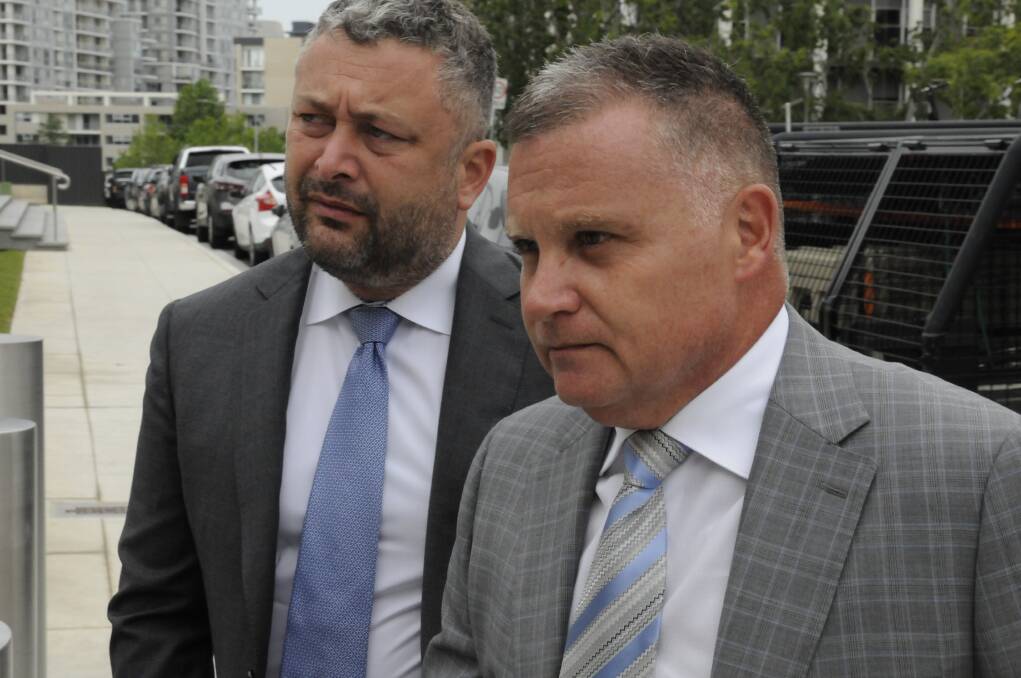 Michael Papandrea, right, arrives at court with lawyer Kamy Saeedi on Monday morning. Picture: Blake Foden