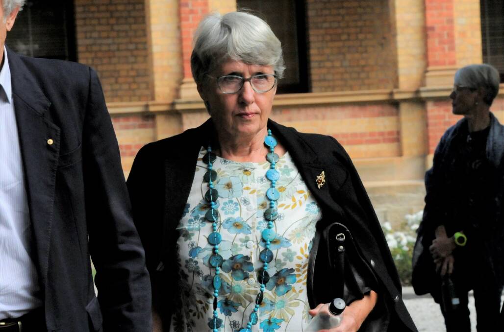 Barbara Eckersley leaves court last week on the first day of her murder trial. Picture: Blake Foden