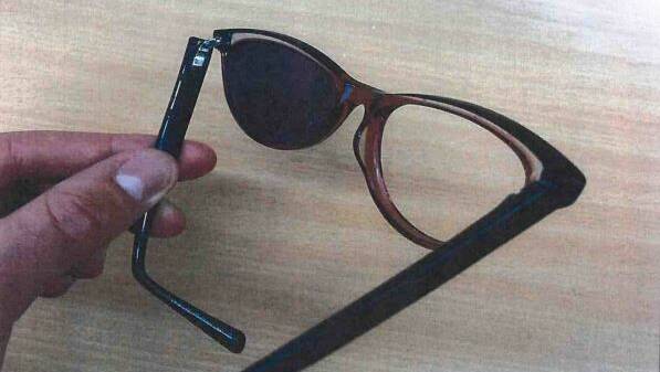 The road rage victim's broken glasses. Picture: Supplied