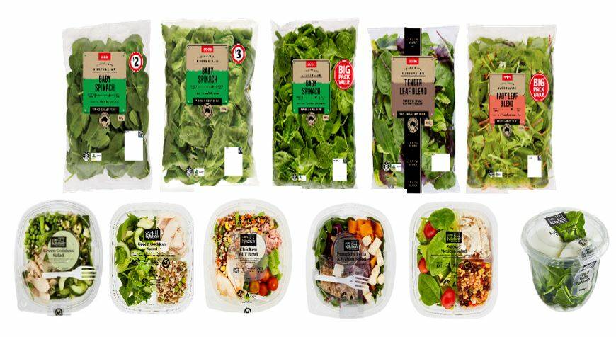 Affected Coles spinach products. Picture Food Standards Australia and New Zealand