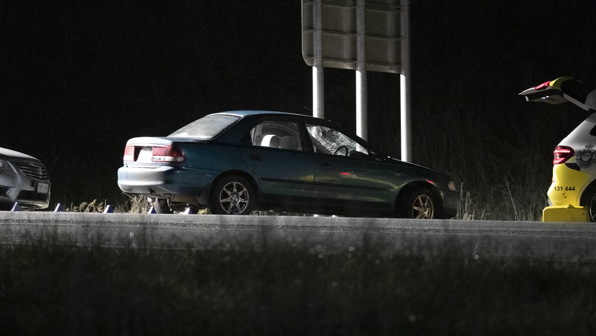 Thomas Matthews' damaged car outside the National Arboretum. Picture by Keegan Carroll