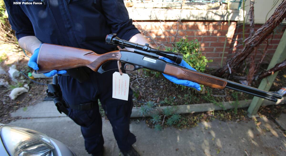 A gun allegedly seized by police during the raids on Thursday. Picture: NSW Police