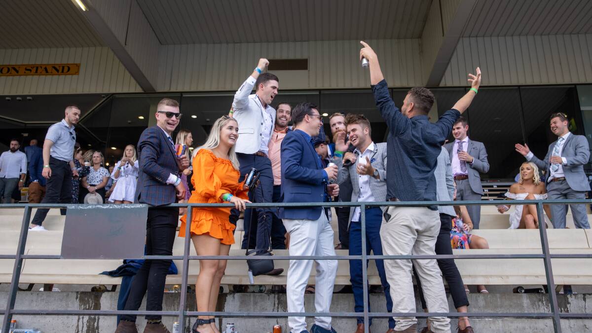 Triumphant punters in the stands at Thoroughbred Park. Picture: Keegan Carroll