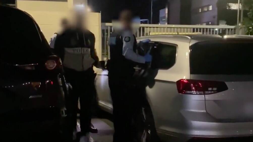 Police arrest Khaled Khoder at Melbourne Airport last Thursday. Picture: Victoria Police