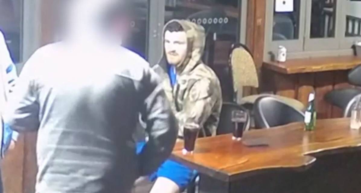 Dean O'Brien in a still image from Moby Dick's Tavern CCTV footage. Picture: Supplied