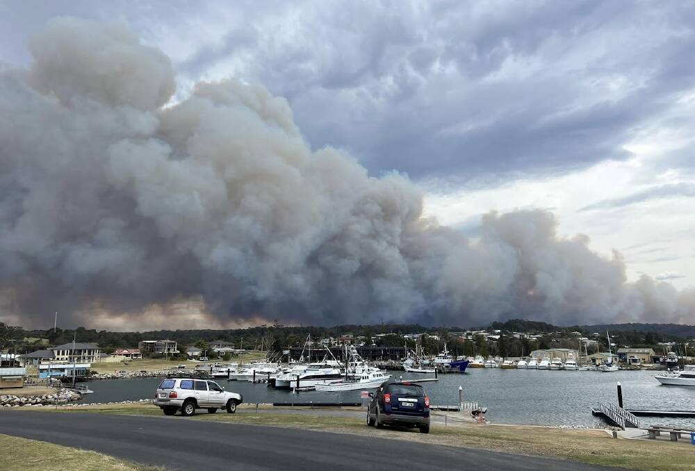 Smoke from the Coolagolite fire as seen from Bermagui. Picture by Ducky Radford