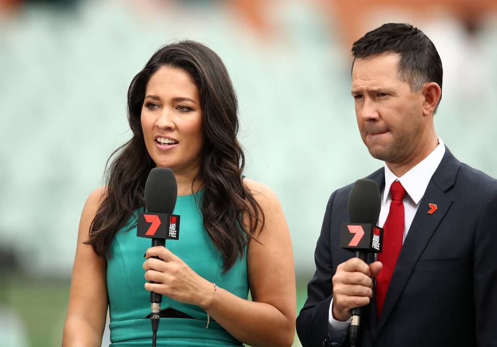 Network 7 cricket commentators Mel McLaughlin and Ricky Ponting. Picture: Getty Images