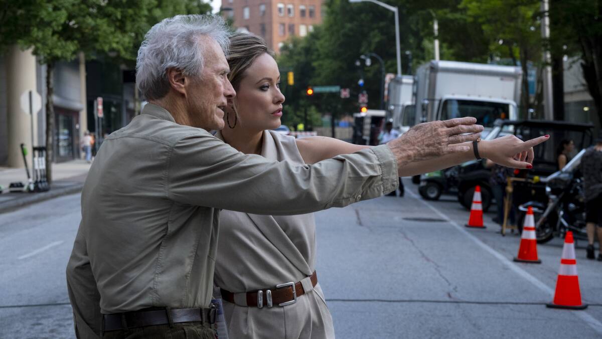 Clint Eastwood and Olivia Wilde on the set of Richard Jewell. Picture: Warner Bros. Entertainment