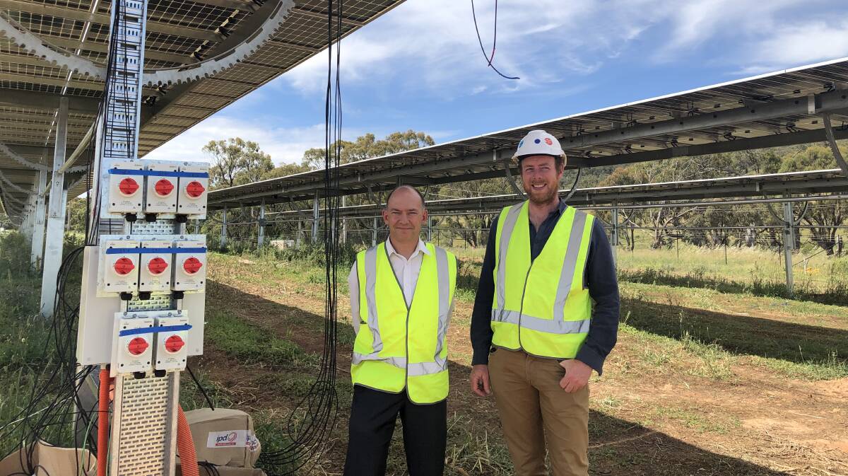 SolarShare chairman Nick Fejer and SolarShare found and principal executive officer Lawrence McIntosh. Picture: Lucy Bladen 