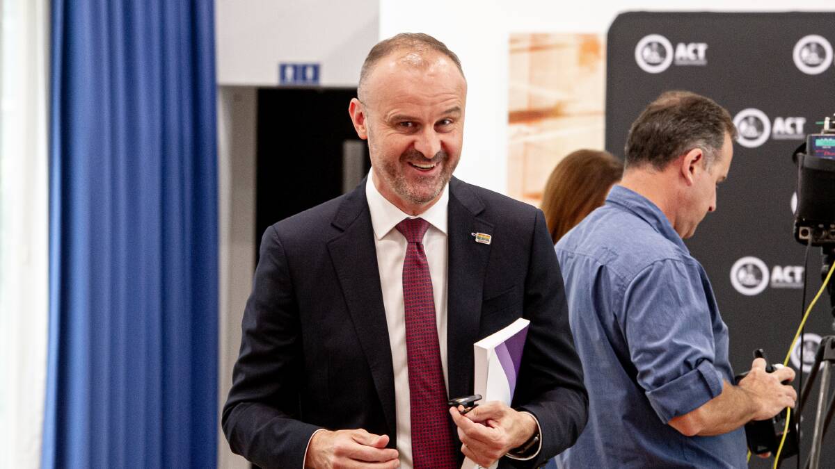 Chief Minister Andrew Barr delivered the 2020-21 ACT budget on Tuesday. Picture: Elesa Kurtz