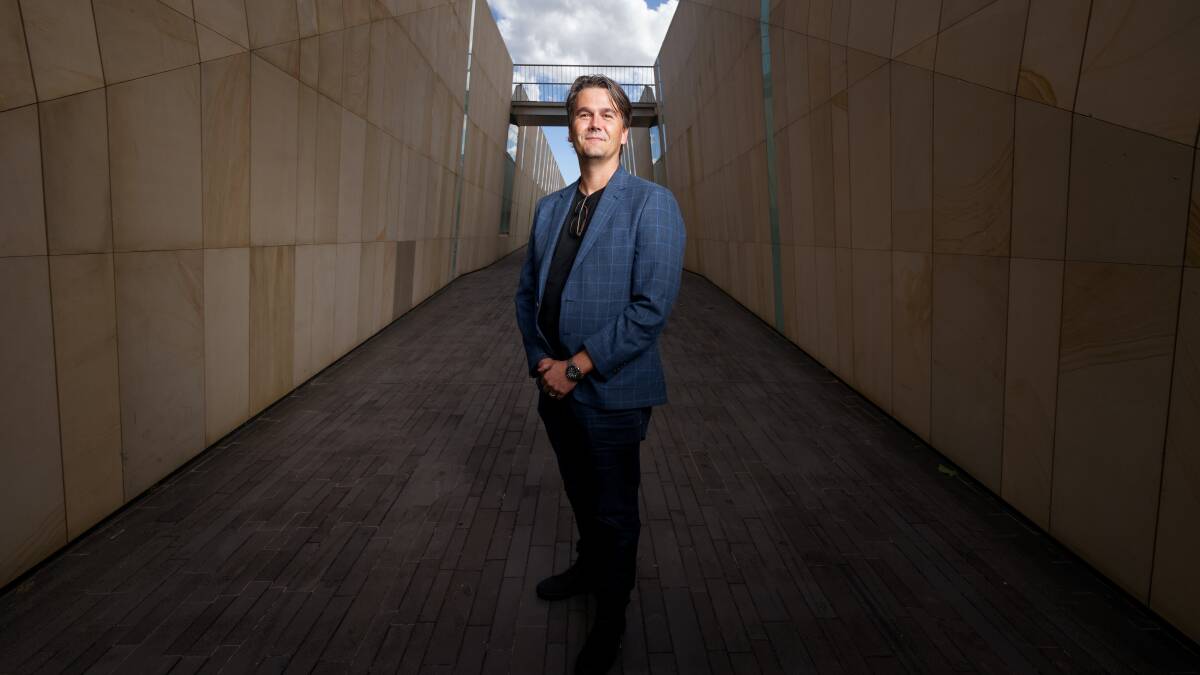 Canberra architect Nathan Judd at Commonwealth Place, his favourite building in the city. Picture: Sitthixay Ditthavong