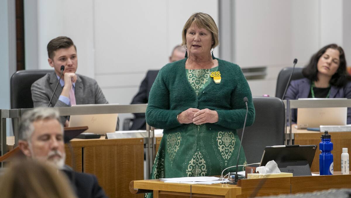 ACT opposition spokesperson for women Nicole Lawder detailed her experiences with sexual harassment and discrimination in the workplace in the assembly on Tuesday. Picture: Keegan Carroll 