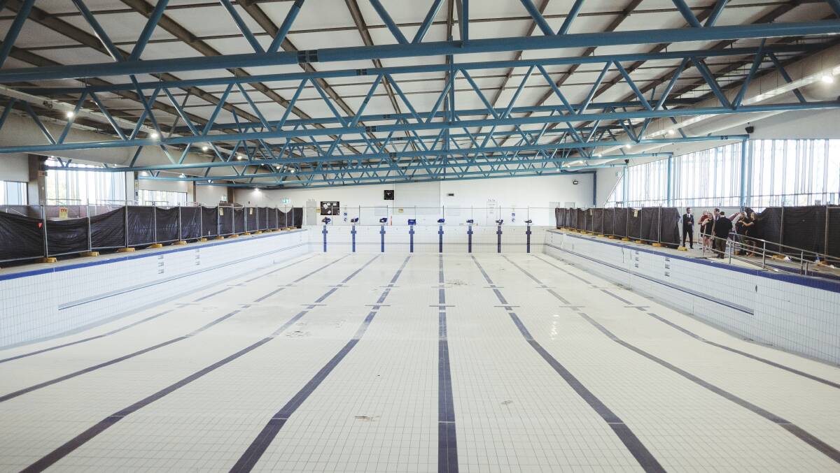 The current state of Gungahlin Leisure Centre pool which remains empty with many repairs to be made. Picture: Dion Georgopoulos 