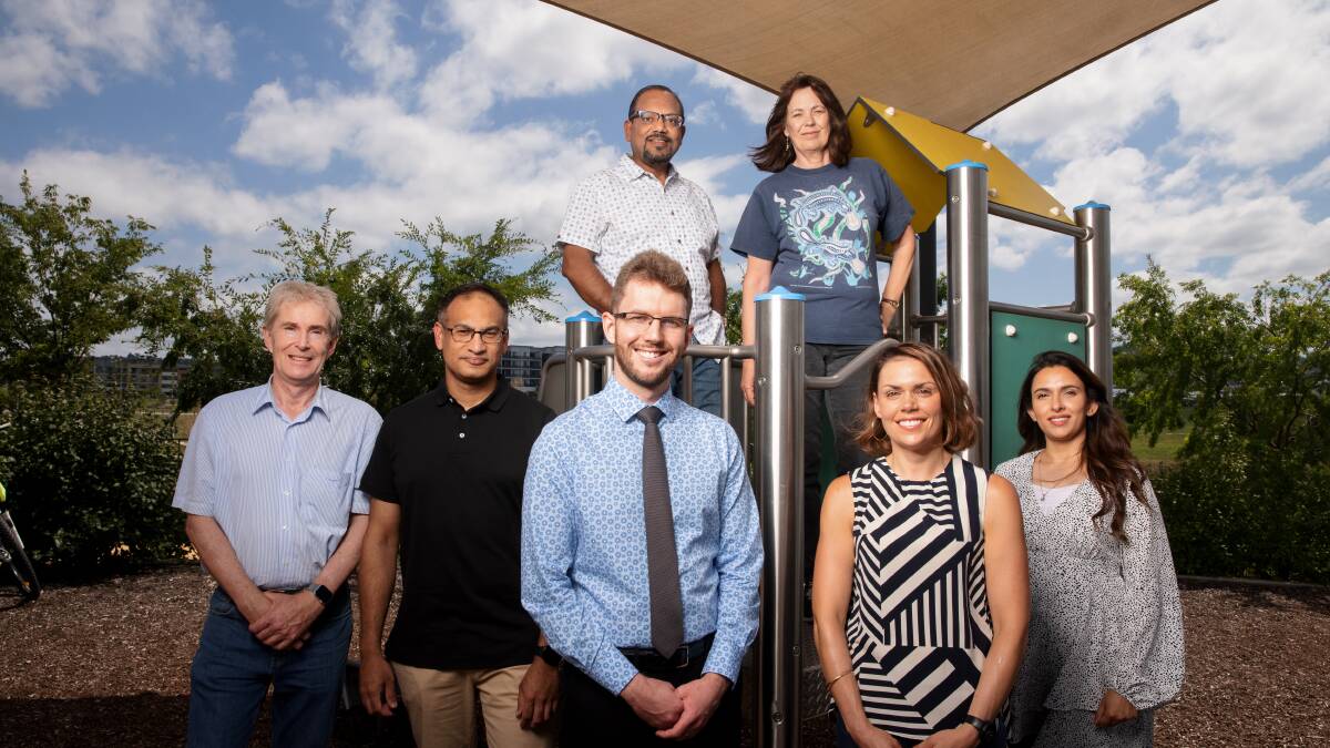 Residents of Molonglo Valley hope to develop a community council, pictured are Craig Collins, Shawon Khan, Ryan Hemsley, Manish Raj, Karen Collins, Monique Brouwer, and Sarah Tahir. Picture: Sitthixay Ditthavong